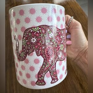 ♥️ love your mug ♥️ Elephant Patterned Mug - Pink and White.  NWOT